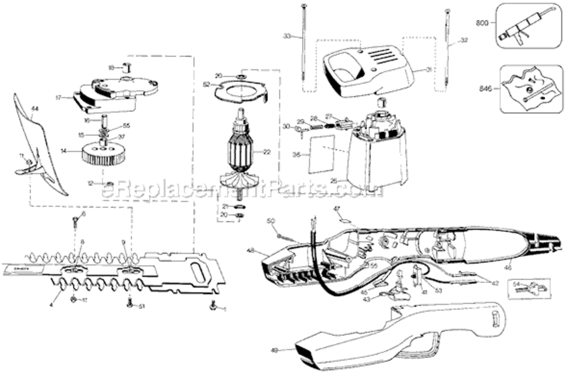 Page A Diagram and Parts List for 8115-04 Type 2 Black and Decker Hedge Trimmer